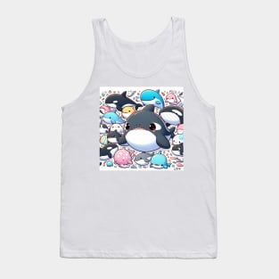 the march of the sea ecopop with whales, sharks and dolphins Tank Top